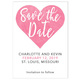 Pink Watercolor Heart Save The Date Announcements Image 3 of 4